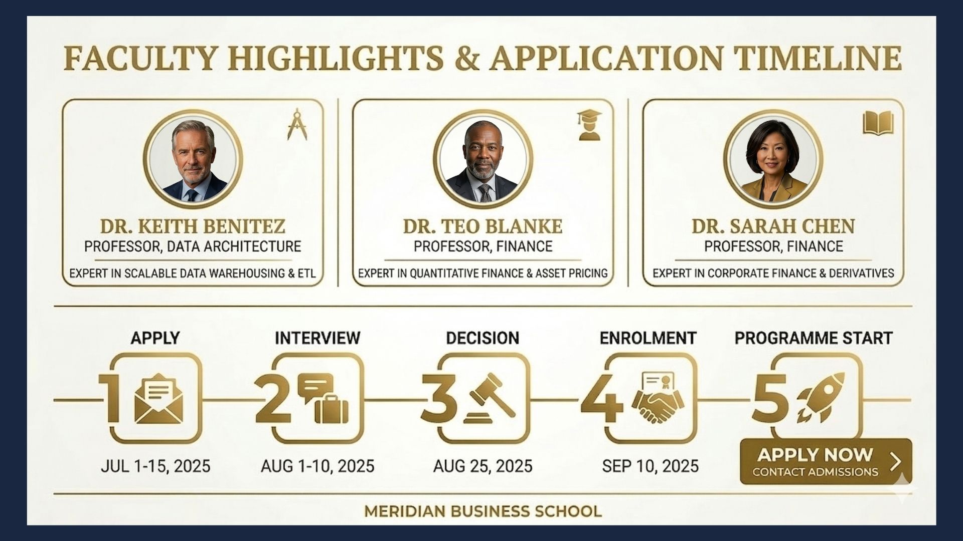 Faculty highlights and application timeline